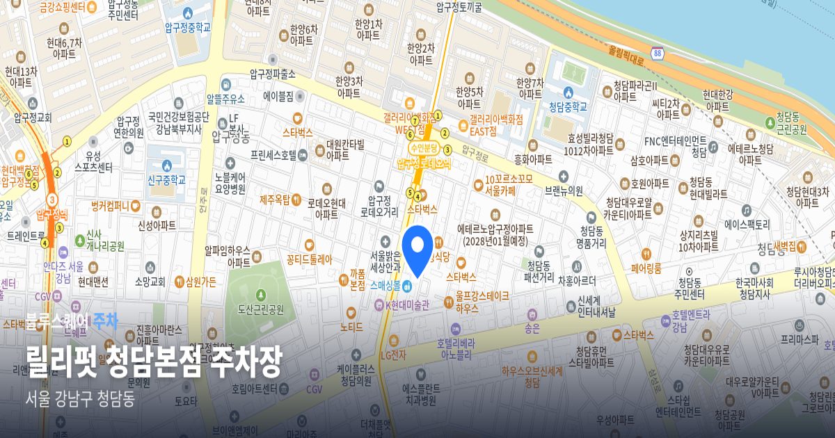 릴리펏 청담본점 주차장 위치 지도
