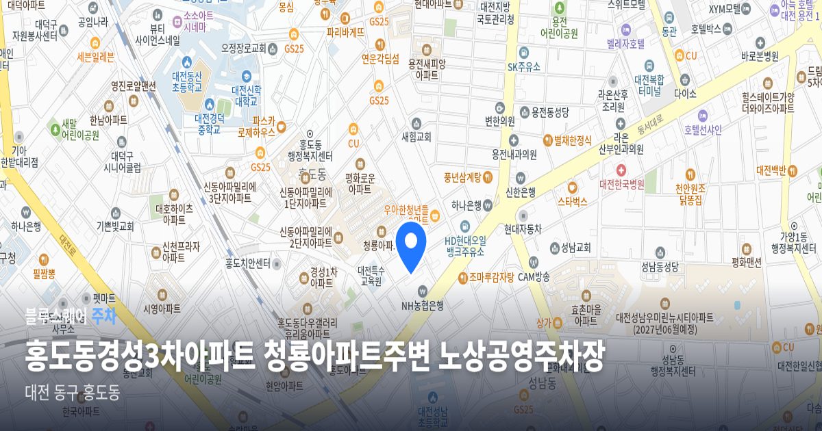 홍도동경성3차아파트 청룡아파트주변 노상공영주차장 위치 지도