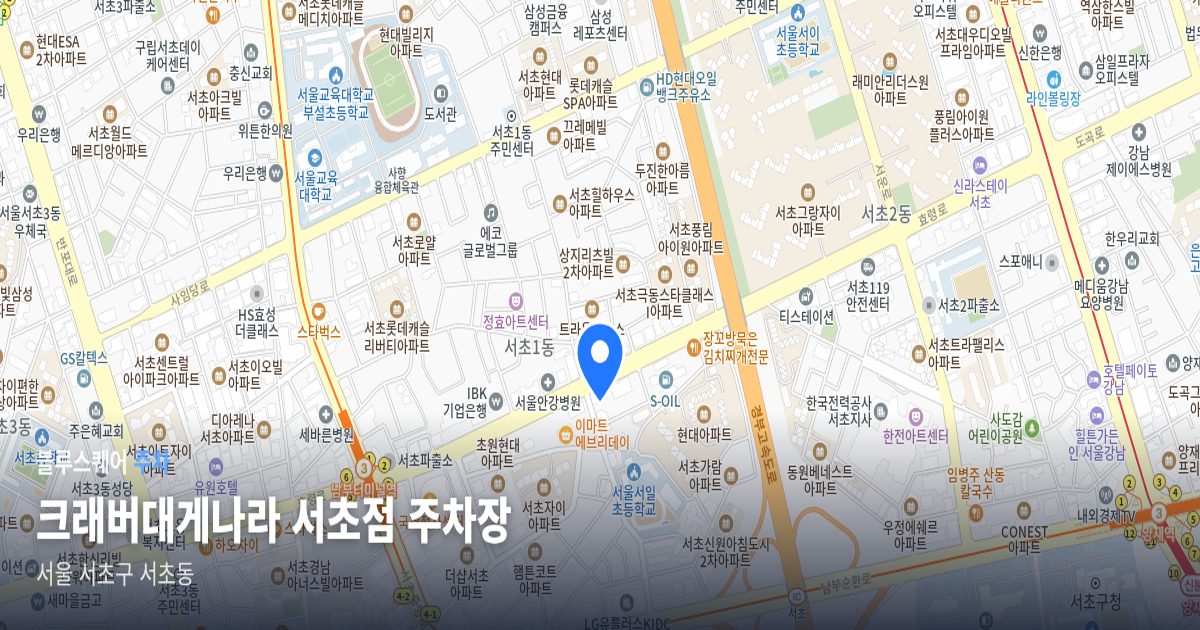 크래버대게나라 서초점 주차장 위치 지도