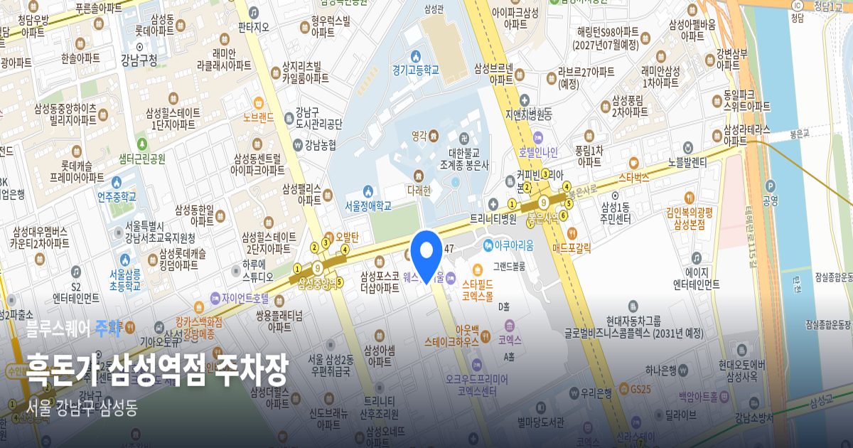 흑돈가 삼성역점 주차장 위치 지도