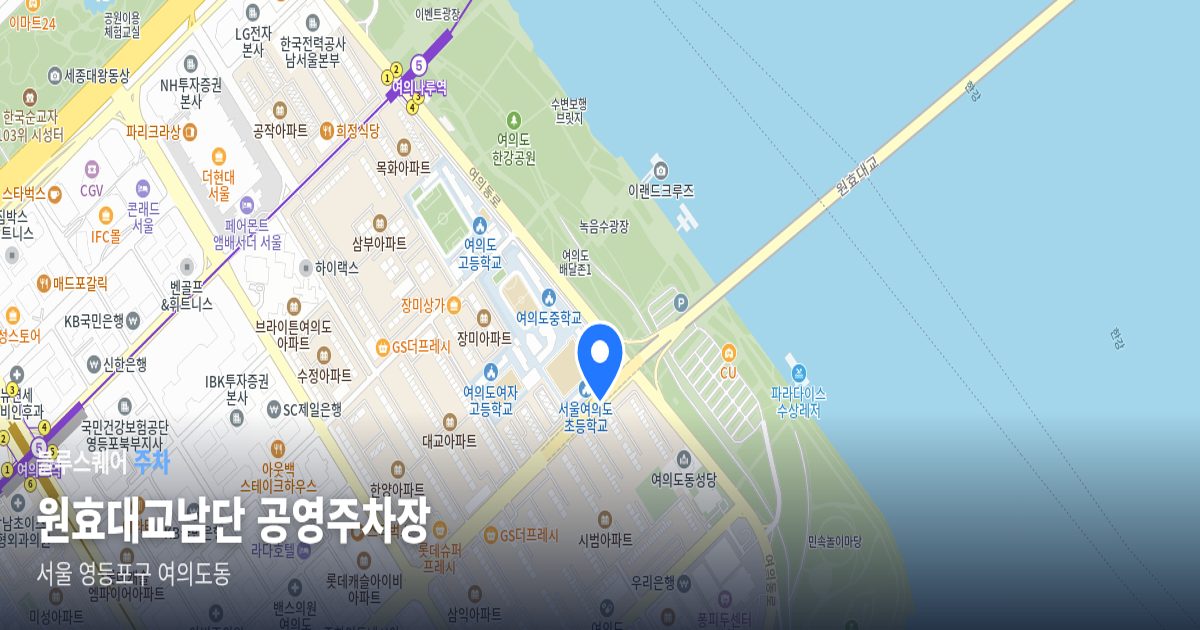 원효대교남단 공영주차장 위치 지도