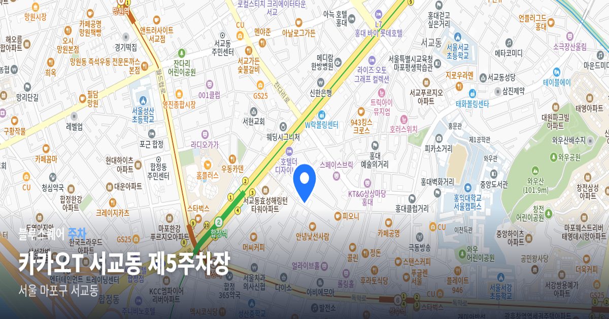 카카오T 서교동 제5주차장 위치 지도