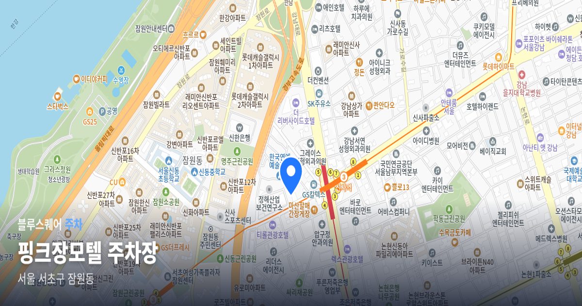 핑크장모텔 주차장 위치 지도