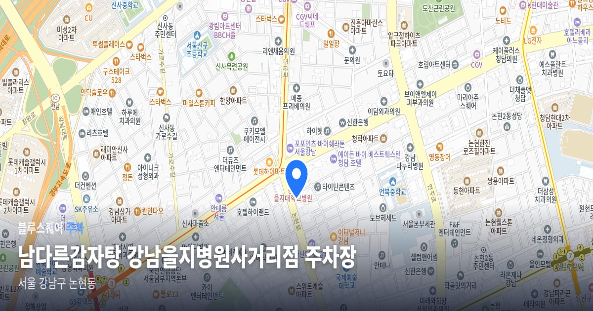 남다른감자탕 강남을지병원사거리점 주차장 위치 지도