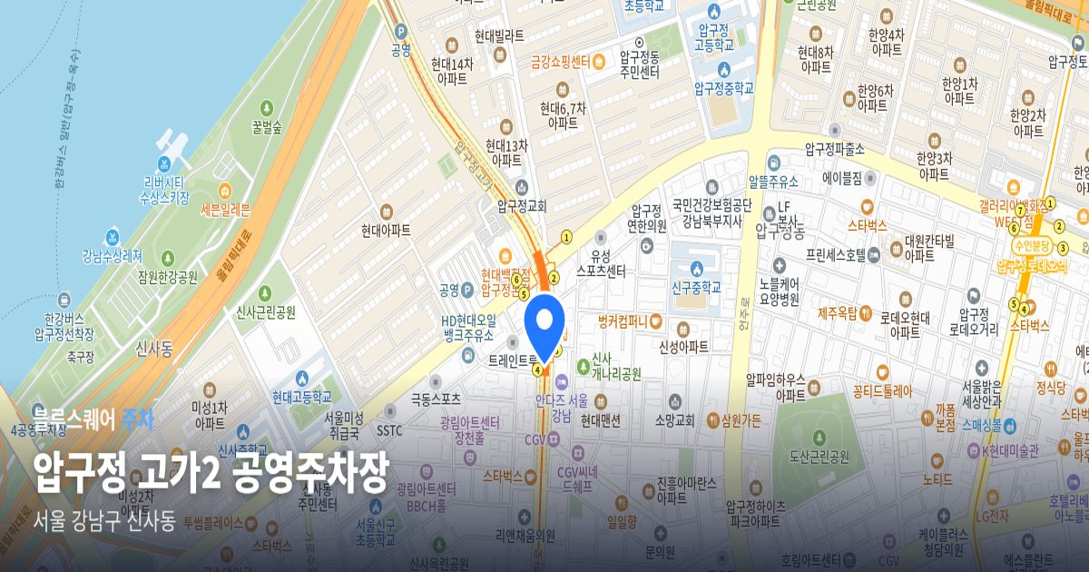 압구정 고가2 공영주차장 위치 지도
