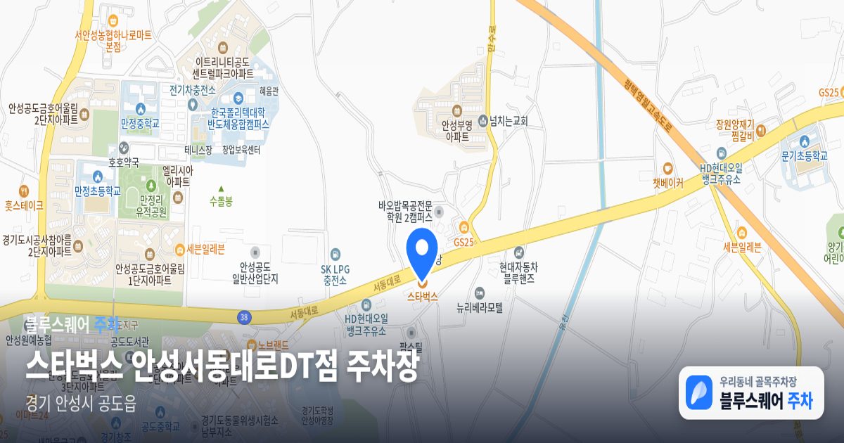 스타벅스 안성서동대로DT점 주차장 위치 지도