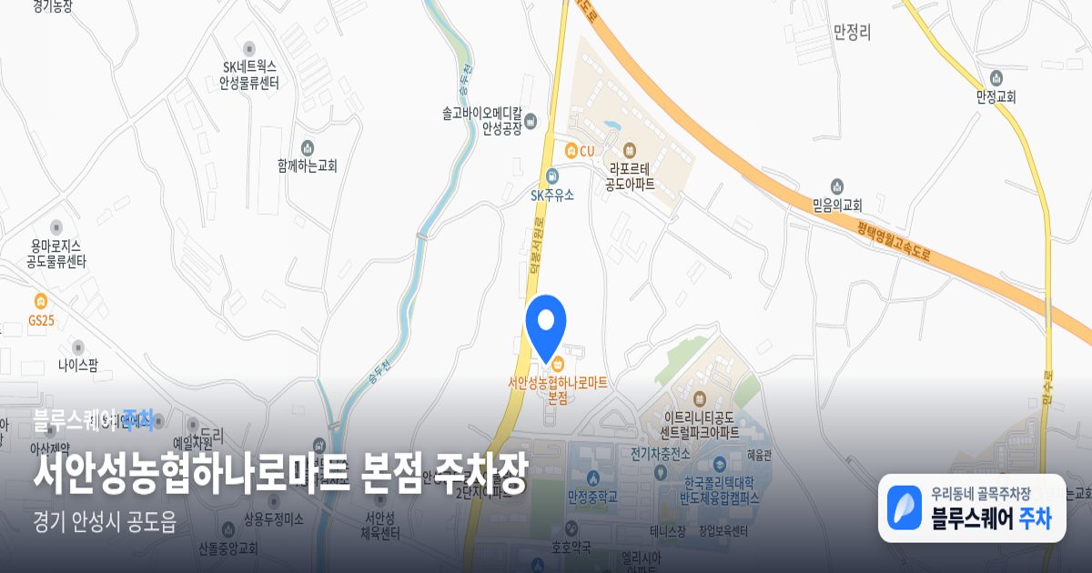 서안성농협하나로마트 본점 주차장 위치 지도