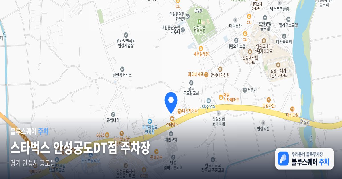 스타벅스 안성공도DT점 주차장 위치 지도