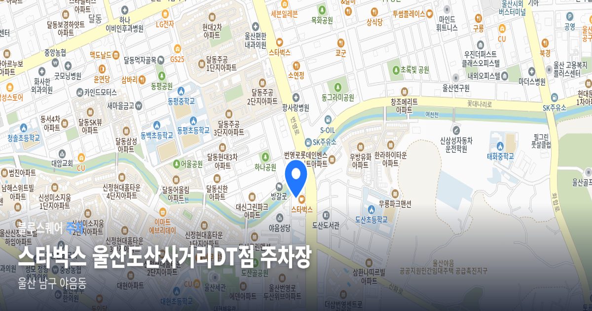 스타벅스 울산도산사거리DT점 주차장 위치 지도