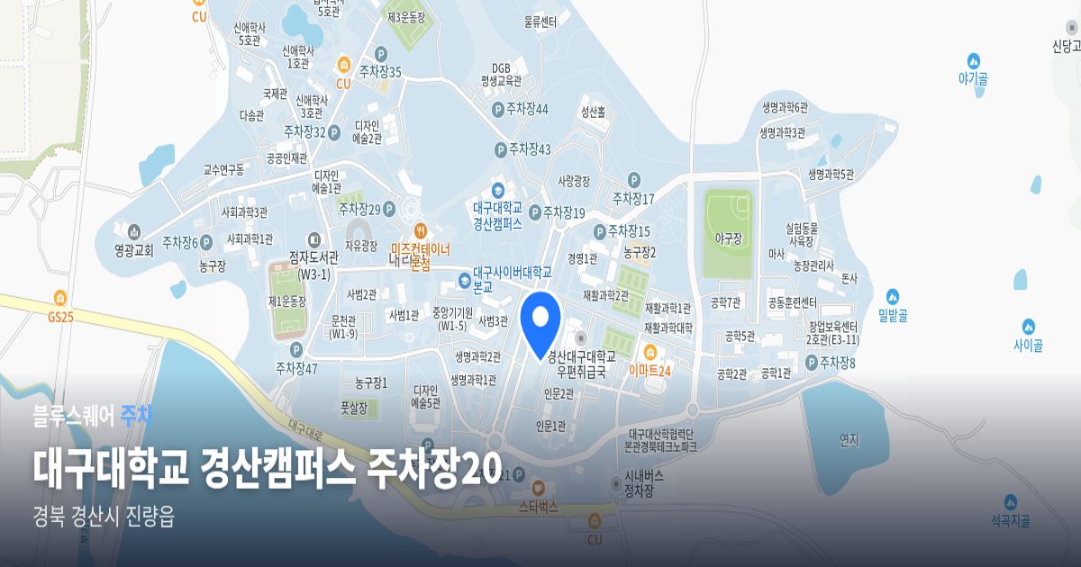 대구대학교 경산캠퍼스 주차장20 위치 지도