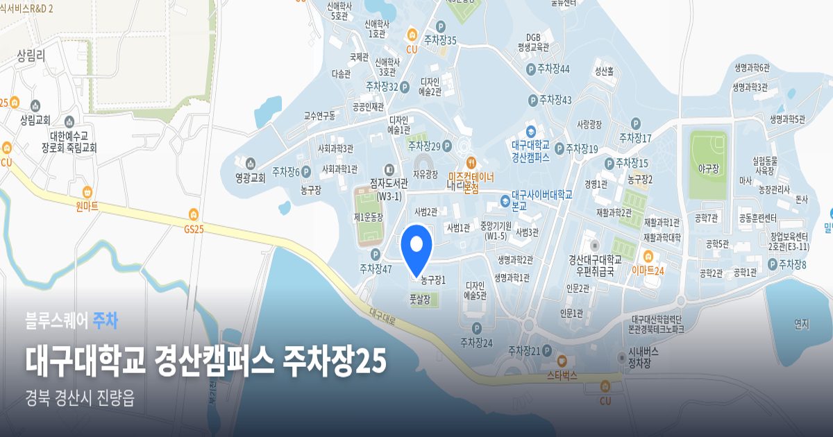 대구대학교 경산캠퍼스 주차장25 위치 지도