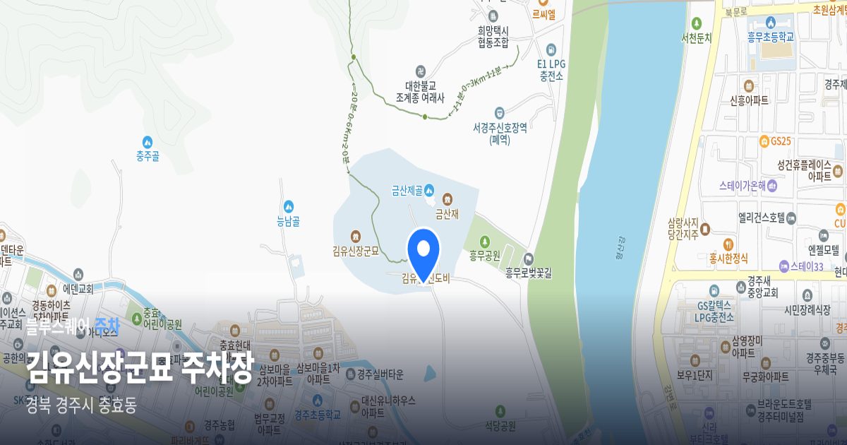 김유신장군묘 주차장 위치 지도