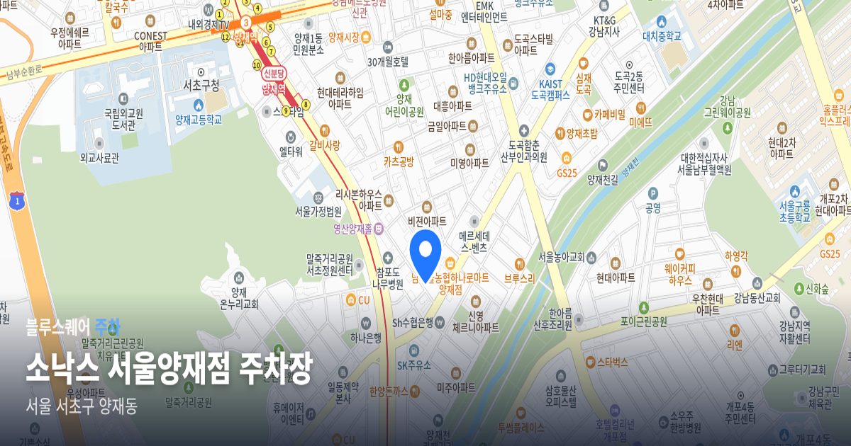 소낙스 서울양재점 주차장 위치 지도