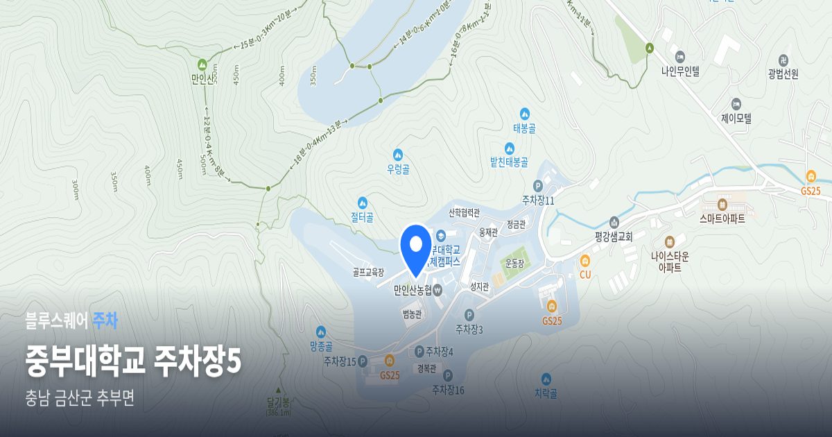 중부대학교 주차장5 위치 지도