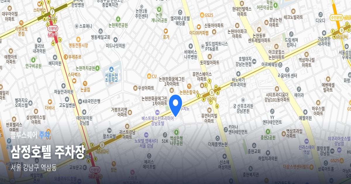 삼정호텔 주차장 위치 지도