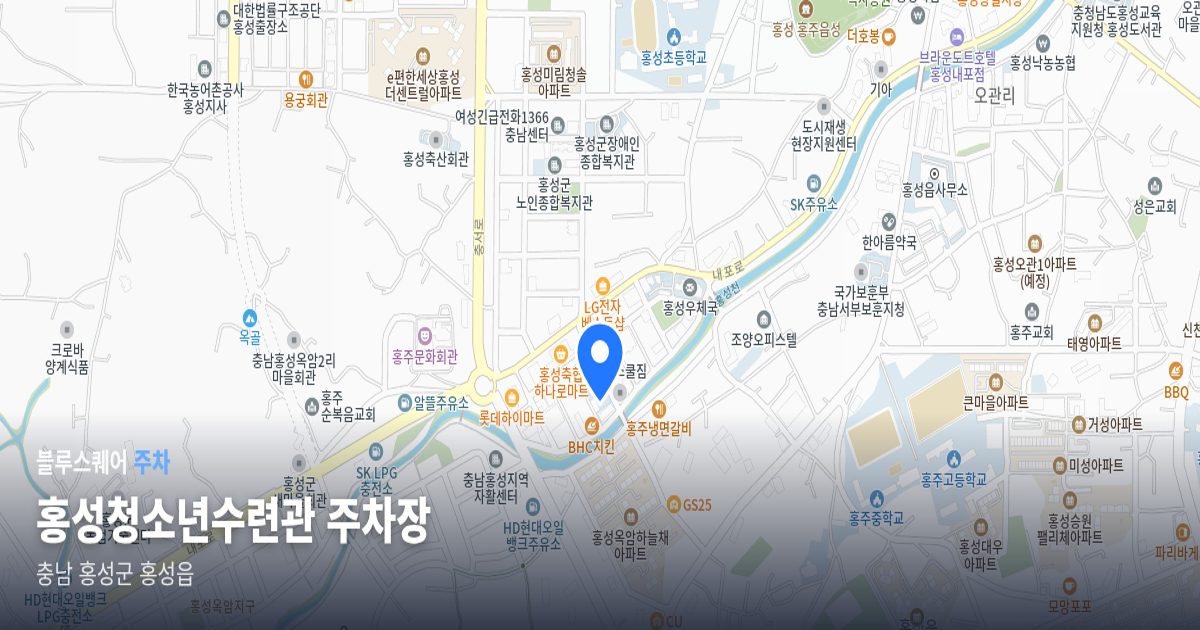 홍성청소년수련관 주차장 위치 지도