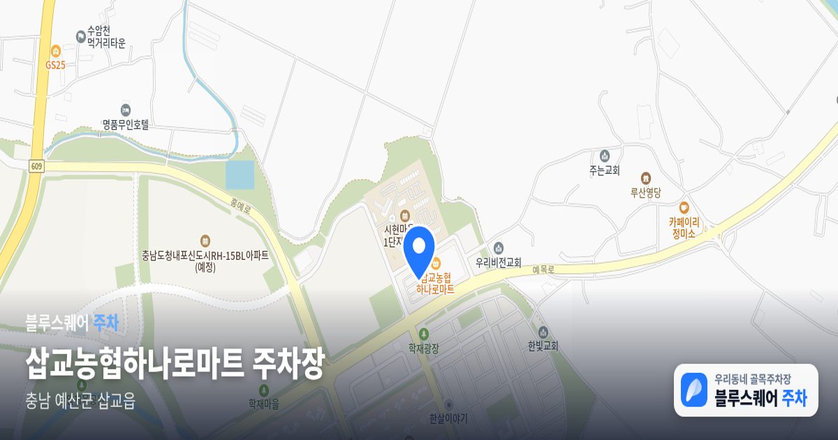 삽교농협하나로마트 주차장 위치 지도