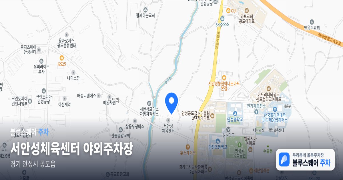 서안성체육센터 야외주차장 위치 지도