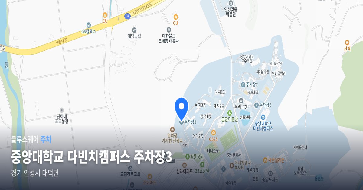 중앙대학교 다빈치캠퍼스 주차장3 위치 지도