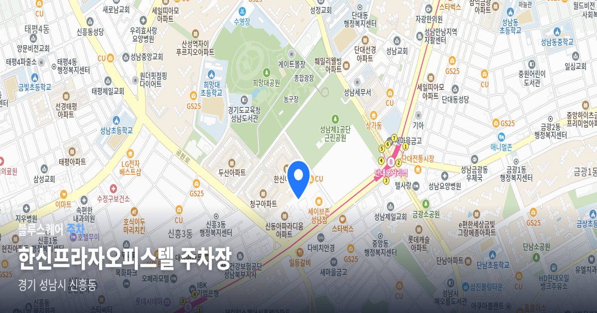 한신프라자오피스텔 주차장 위치 지도