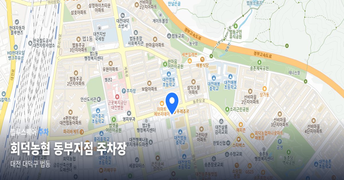 회덕농협 동부지점 주차장 위치 지도
