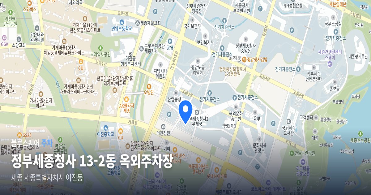 정부세종청사 13-2동 옥외주차장 위치 지도