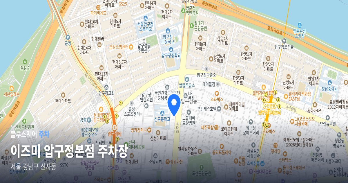 이즈미 압구정본점 주차장 위치 지도