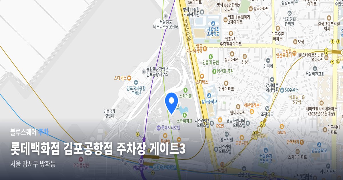 롯데백화점 김포공항점 주차장 게이트3 위치 지도