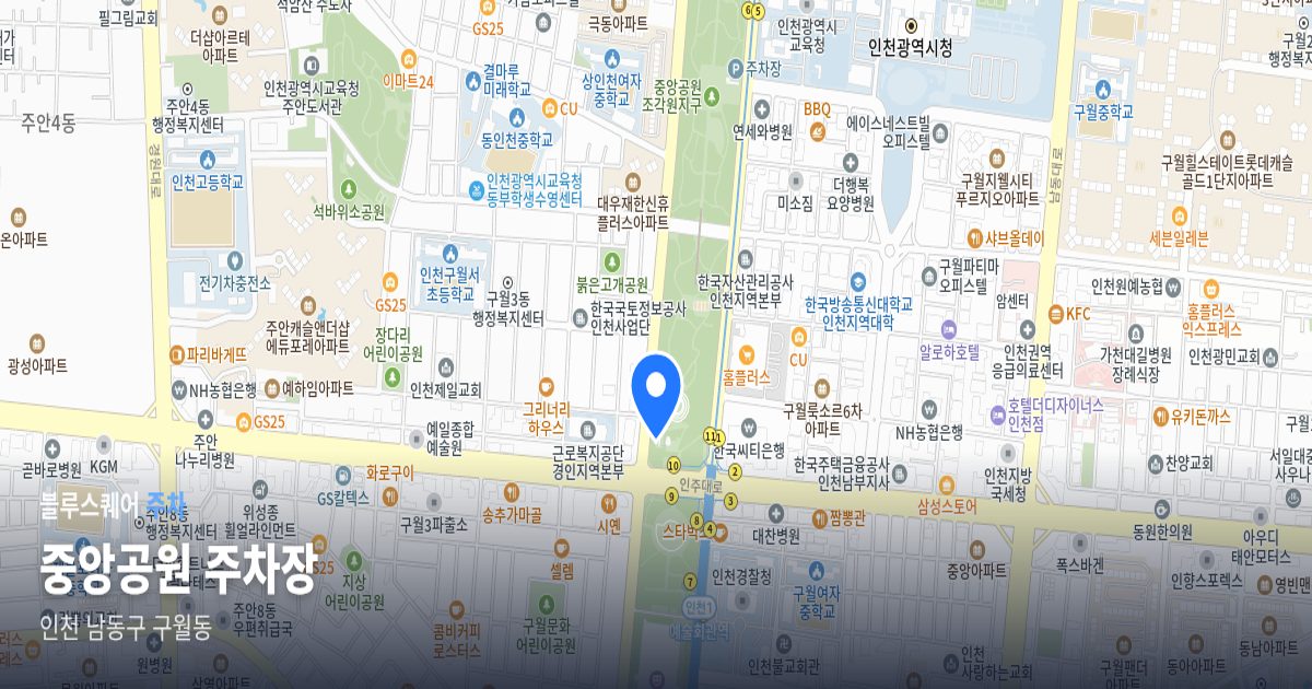 중앙공원 주차장 위치 지도