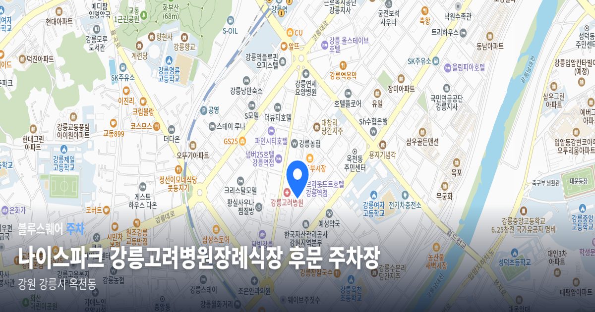 나이스파크 강릉고려병원장례식장 후문 주차장 위치 지도