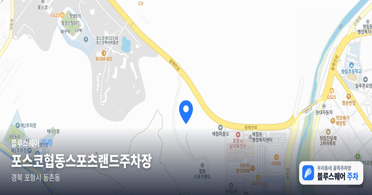 포스코협동스포츠랜드주차장 위치 지도