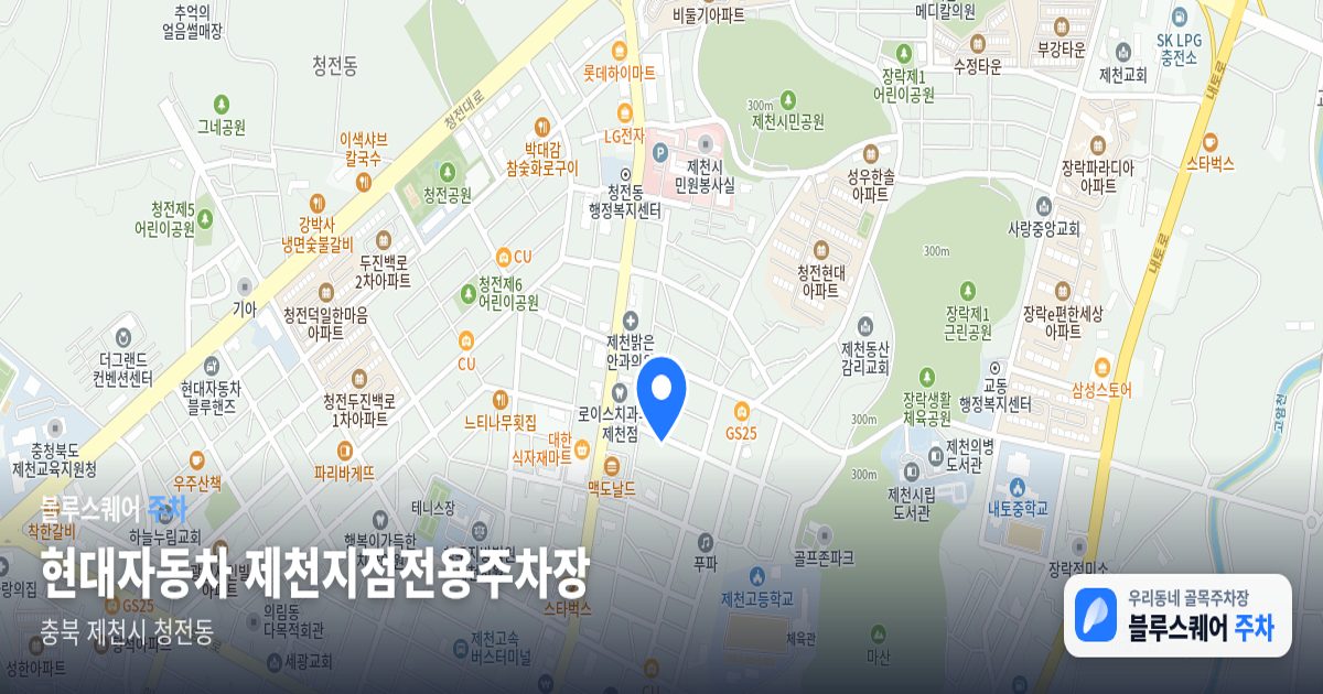 현대자동차 제천지점전용주차장 위치 지도