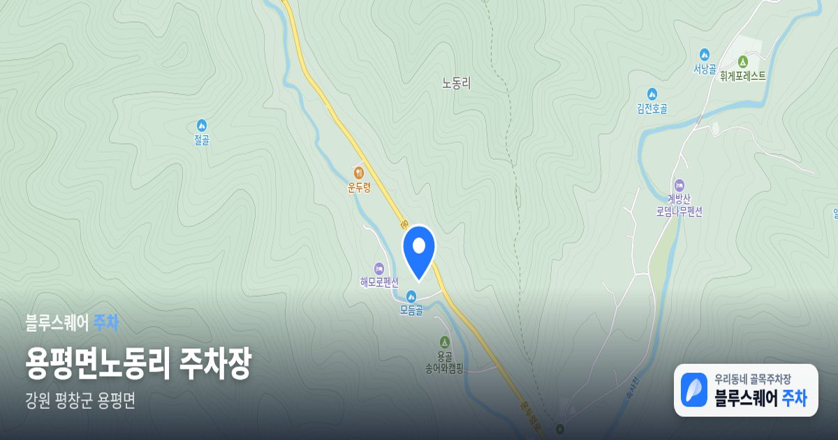 용평면노동리 주차장 위치 지도
