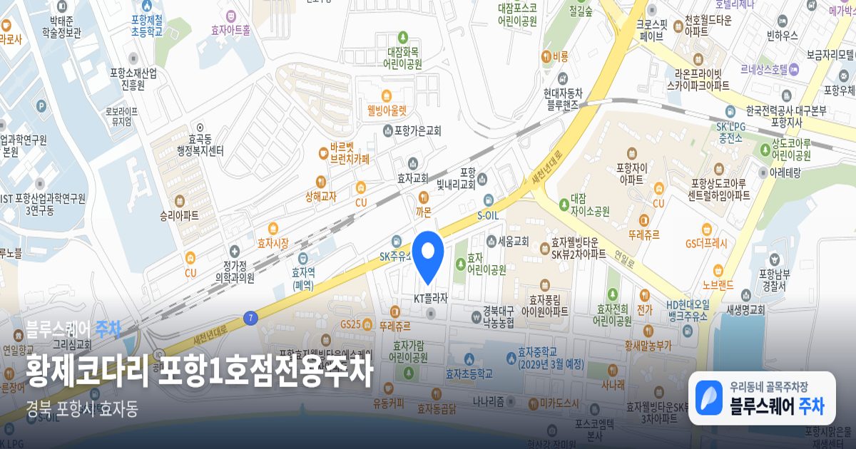 황제코다리 포항1호점전용주차 위치 지도