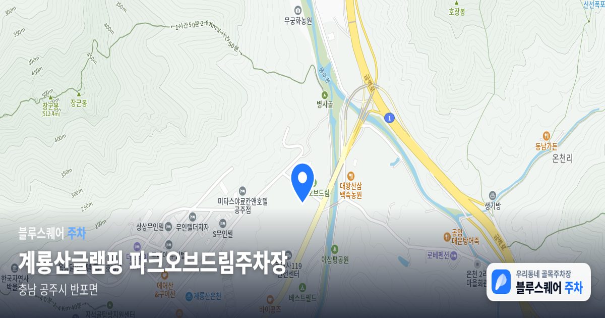 계룡산글램핑 파크오브드림주차장 위치 지도