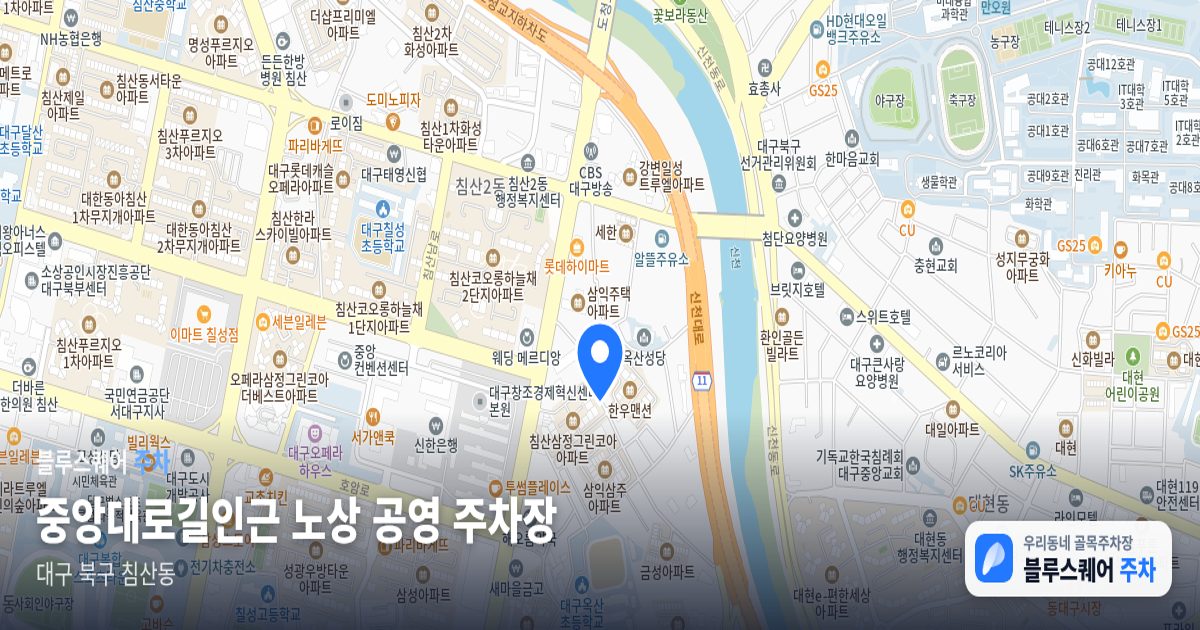 중앙대로길인근 노상 공영 주차장 위치 지도