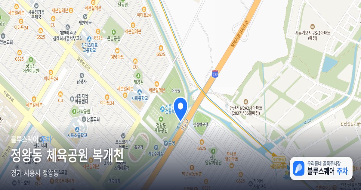 정왕동 체육공원 복개천 위치 지도