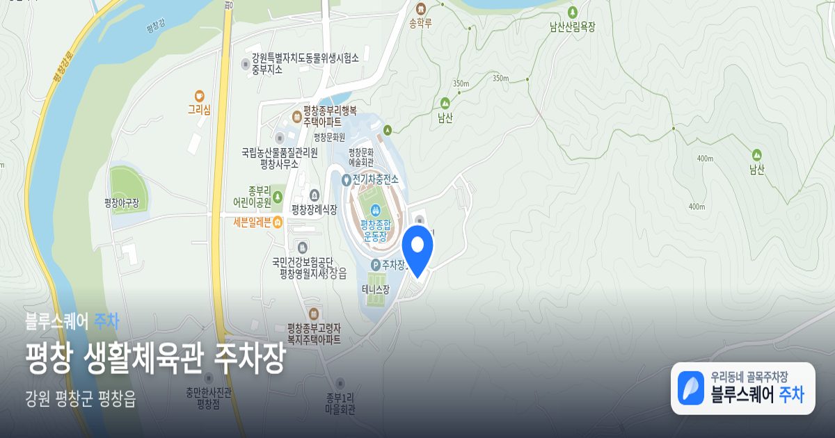 평창 생활체육관 주차장 위치 지도