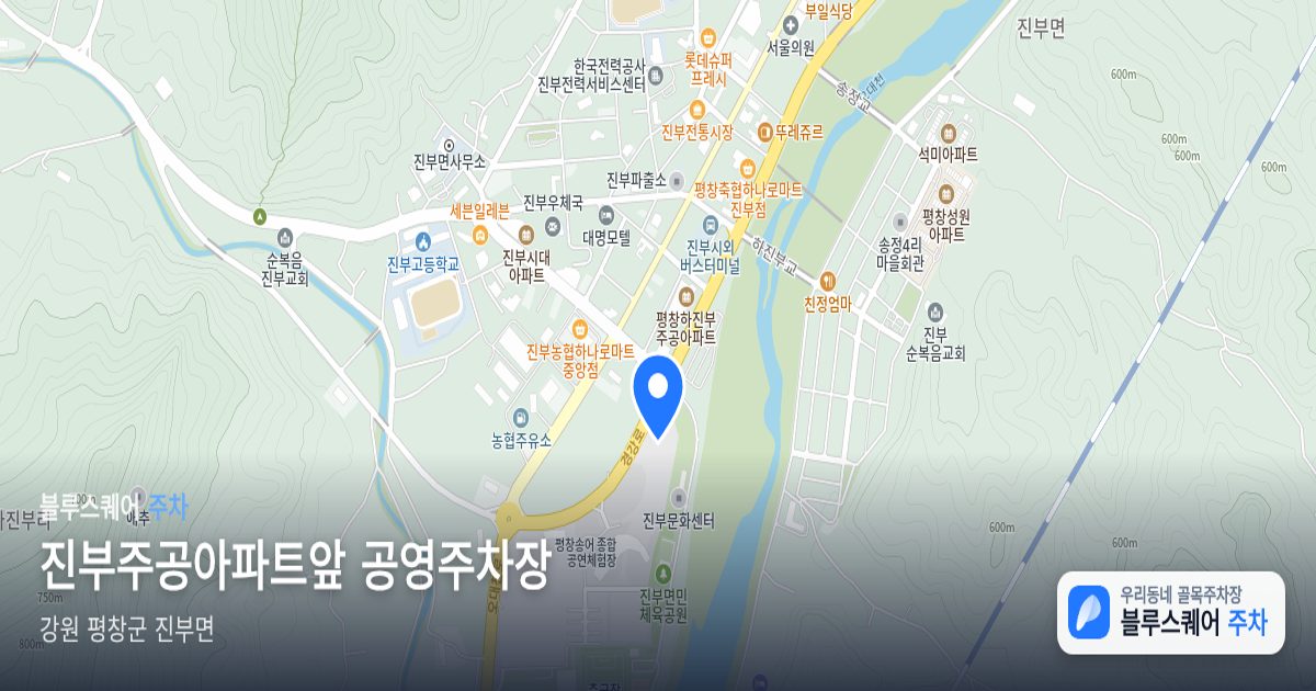 진부주공아파트앞 공영주차장 위치 지도