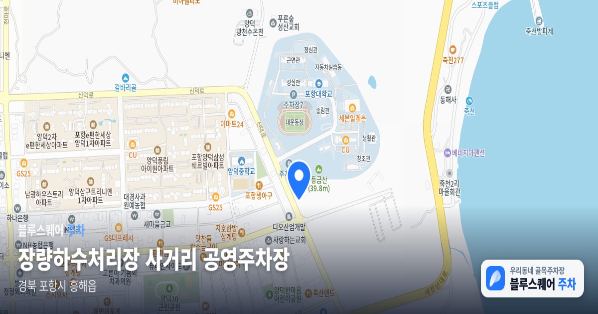 장량하수처리장 사거리 공영주차장 위치 지도