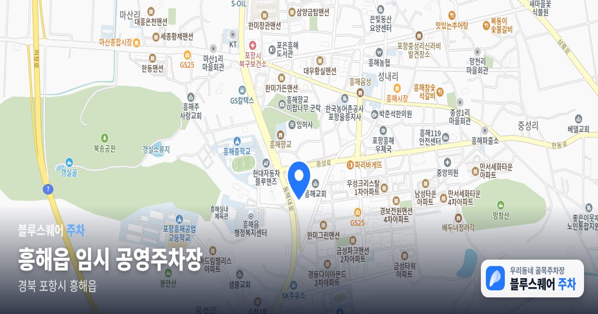 흥해읍 임시 공영주차장 위치 지도