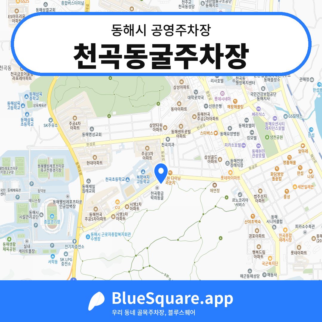 천곡동굴주차장 위치 지도 — 강원 동해시 | 블루스퀘어 주차