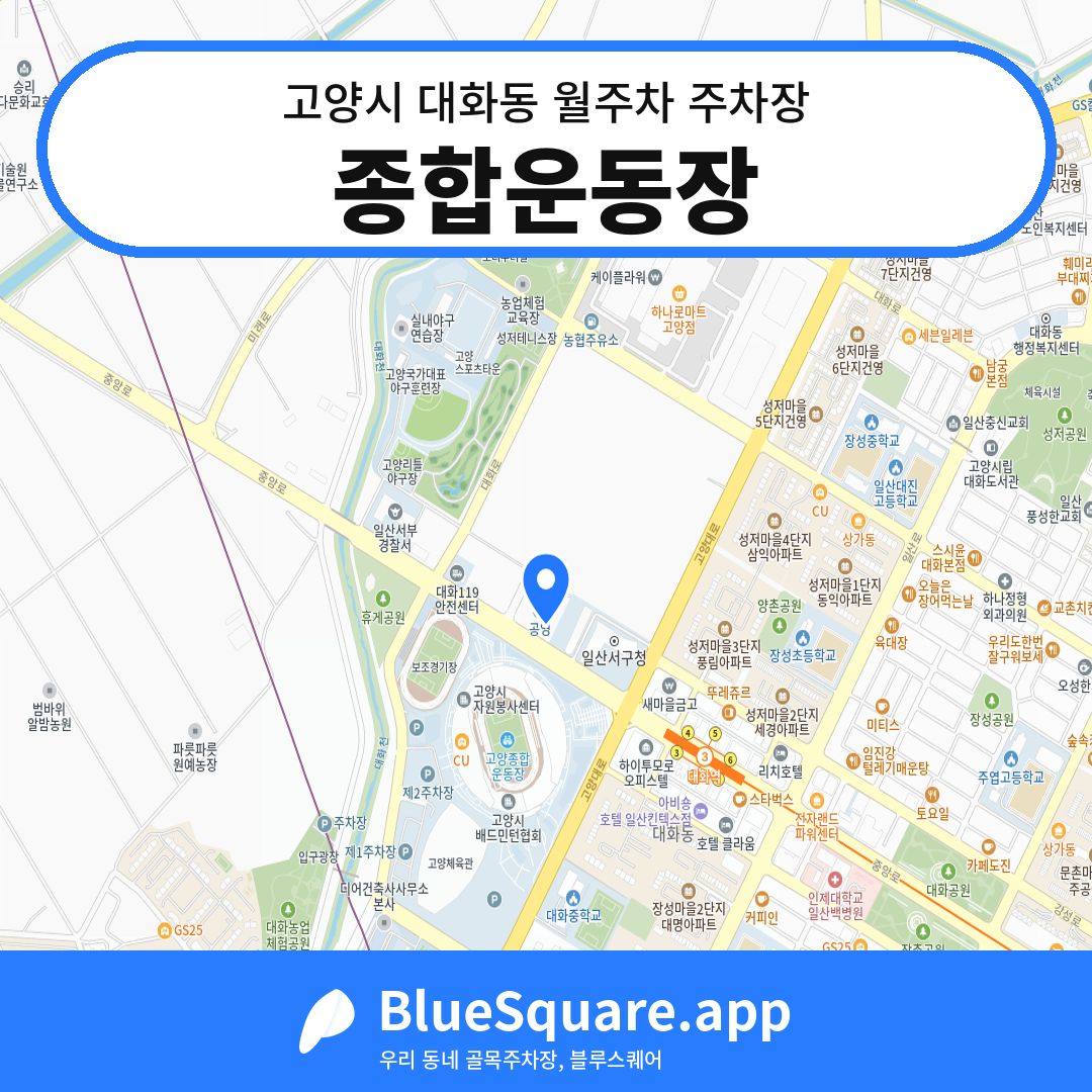 종합운동장 위치 지도 — 경기 고양시 대화동 | 블루스퀘어 주차