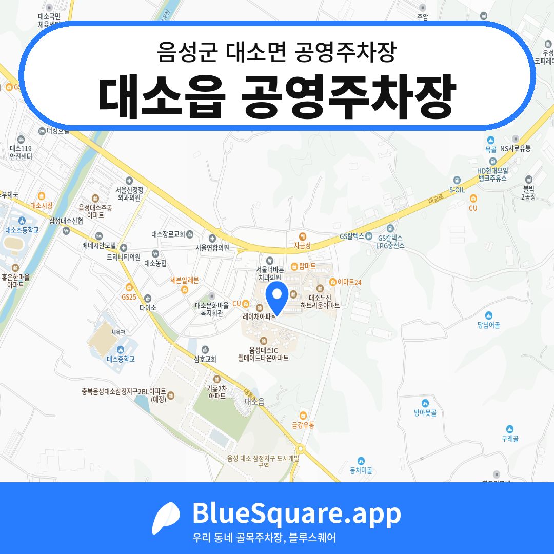 대소읍 공영주차장 위치 지도 — 충북 음성군 대소면 | 블루스퀘어 주차