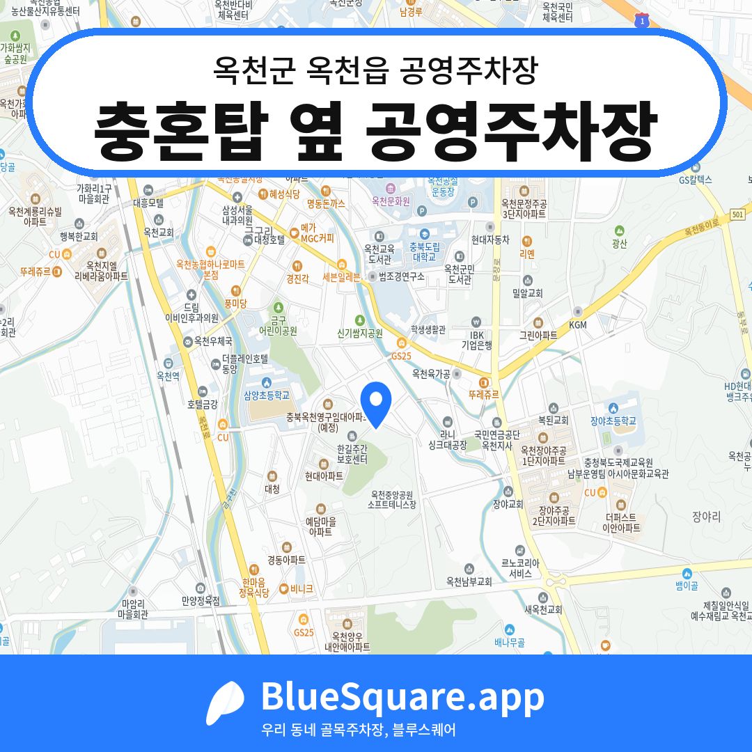 충혼탑 옆 공영주차장 위치 지도 — 충북 옥천군 옥천읍 | 블루스퀘어 주차