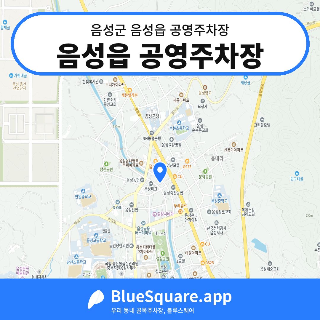 음성읍 공영주차장 위치 지도 — 충북 음성군 음성읍 | 블루스퀘어 주차
