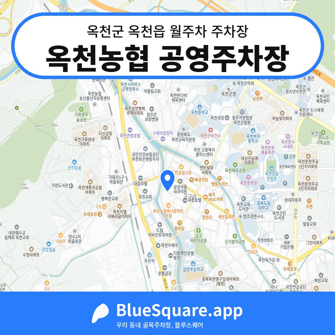 옥천농협 공영주차장 위치 지도 — 충북 옥천군 옥천읍 | 블루스퀘어 주차