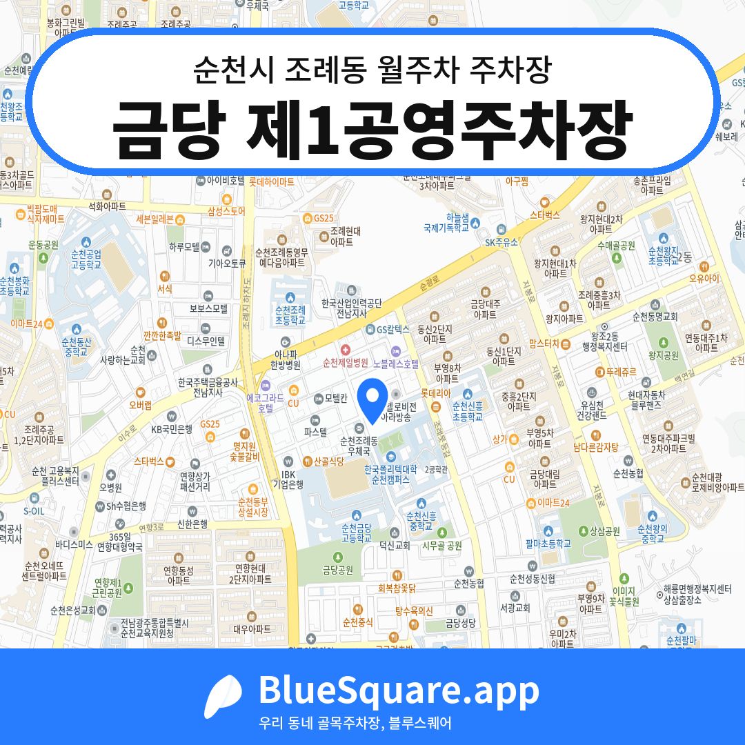 금당 제1공영주차장 위치 지도 — 전남 순천시 조례동 | 블루스퀘어 주차