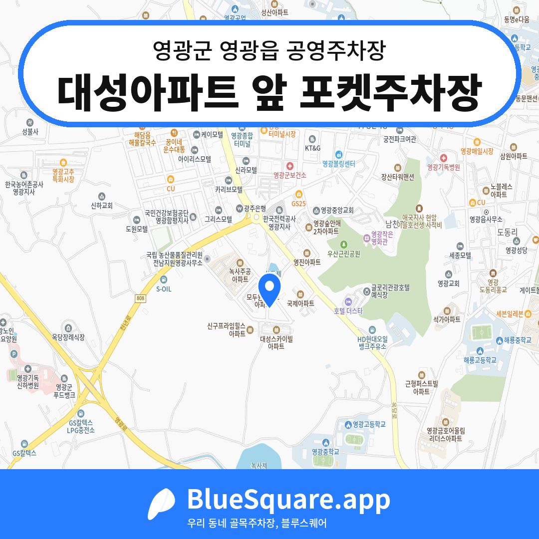 대성아파트 앞 포켓주차장 위치 지도 — 전남 영광군 영광읍 | 블루스퀘어 주차