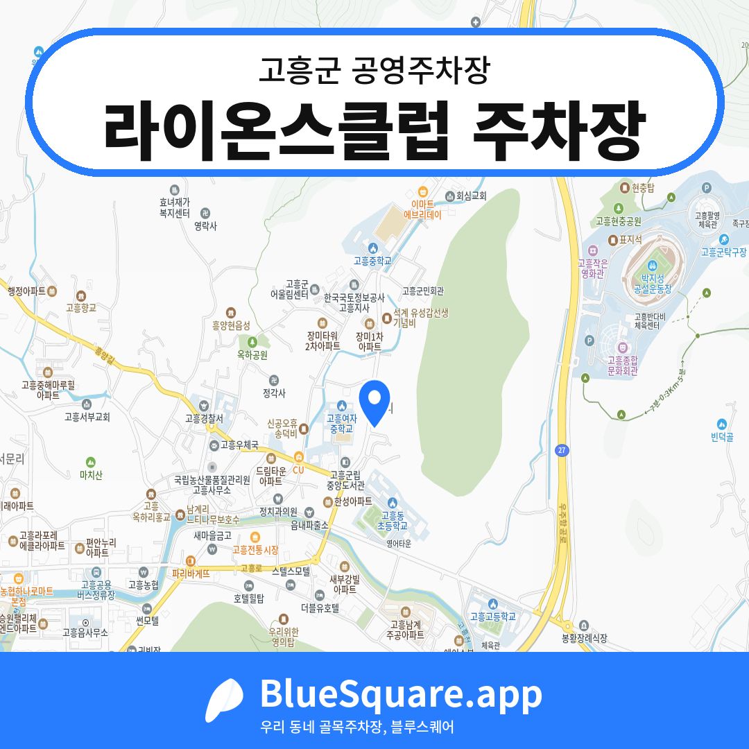 라이온스클럽 주차장 위치 지도 — 전남 고흥군 | 블루스퀘어 주차